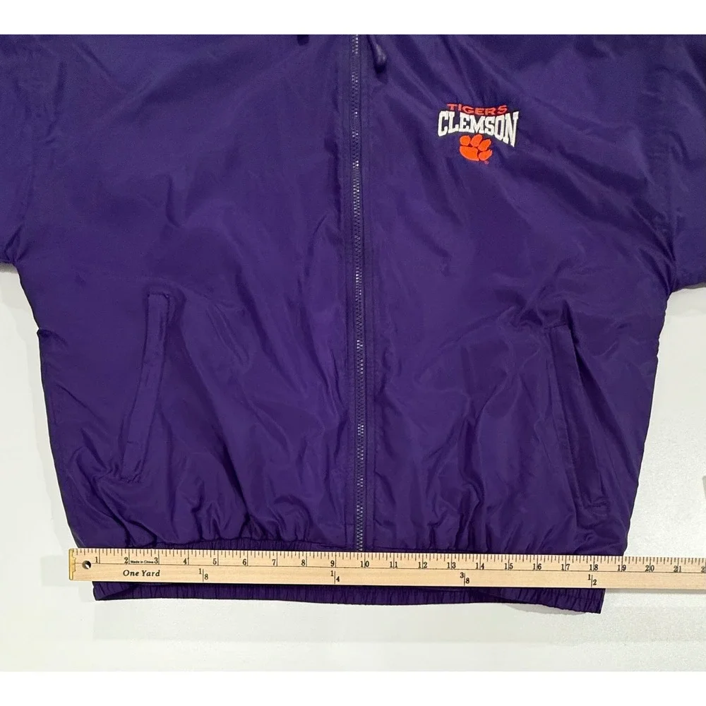 Charles River Clemson Tigers Purple Nylon Hooded Lined Jacket Men's Medium M116 - Picture 10 of 12